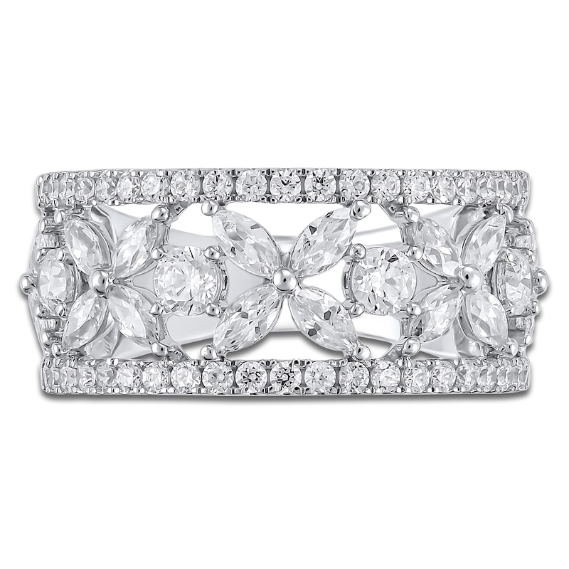 Main Image 3 of Certified Diamond Marquise & Round-Cut Flower Anniversary Ring 1-1/2 ct tw 14K White Gold