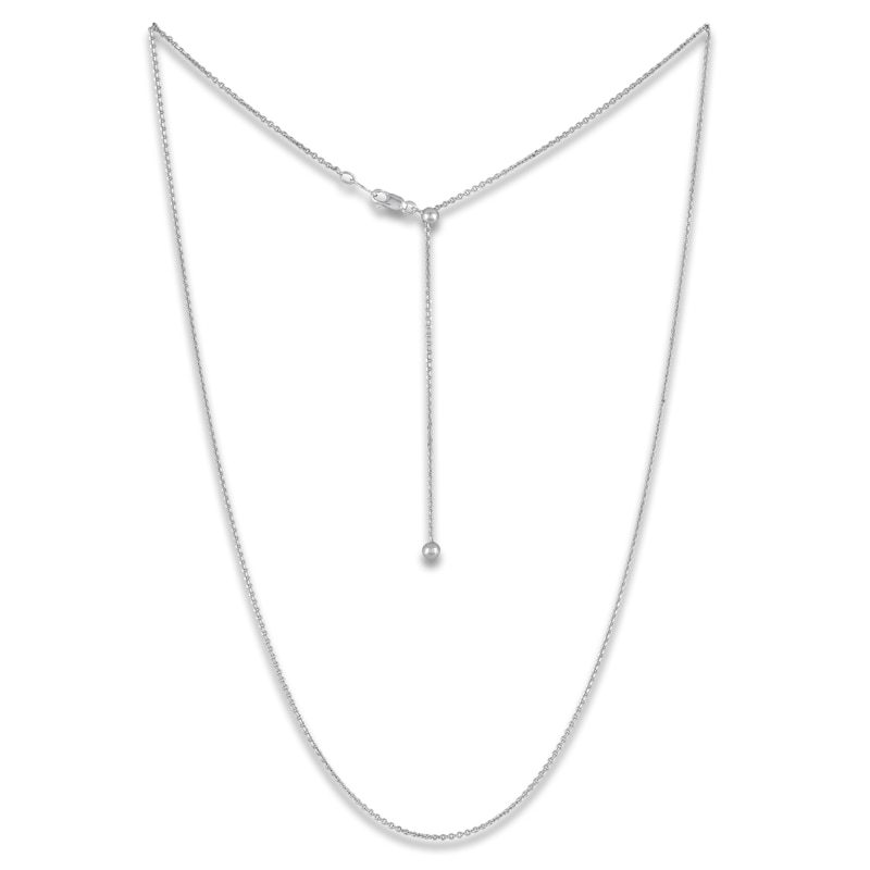 Main Image 4 of Solid Adjustable Diamond-Cut Cable Chain Necklace 1.4mm Sterling Silver 24"