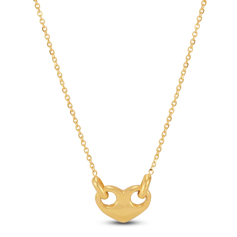 Main Image 1 of Italia D'Oro Heart Mariner Link Necklace 14K Yellow Gold 18"