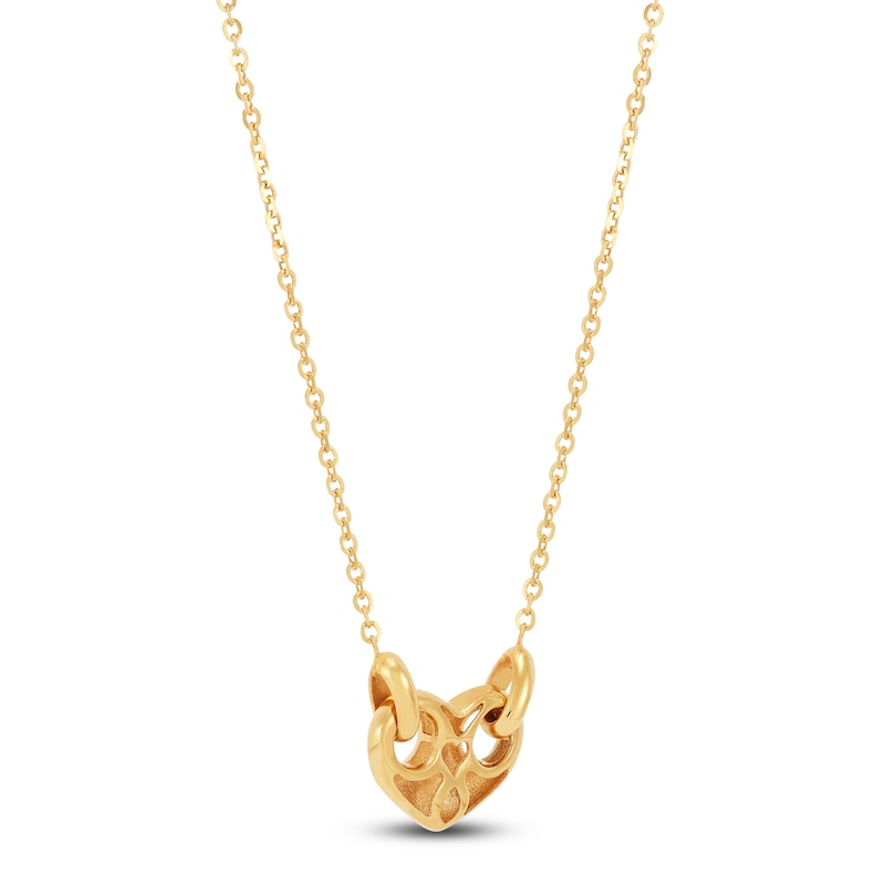 Main Image 4 of Italia D'Oro Heart Mariner Link Necklace 14K Yellow Gold 18"