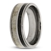 Thumbnail Image 2 of Men's 8mm Black Lab-Created Opal & Antler Inlay Wedding Band Tungsten Carbide