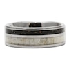 Thumbnail Image 3 of Men's 8mm Black Lab-Created Opal & Antler Inlay Wedding Band Tungsten Carbide