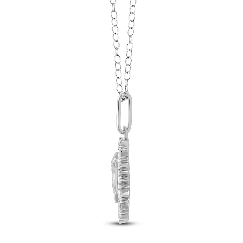 Main Image 3 of Diamond Angel Number 777 Medallion Necklace 1/4 ct tw Sterling Silver 18"