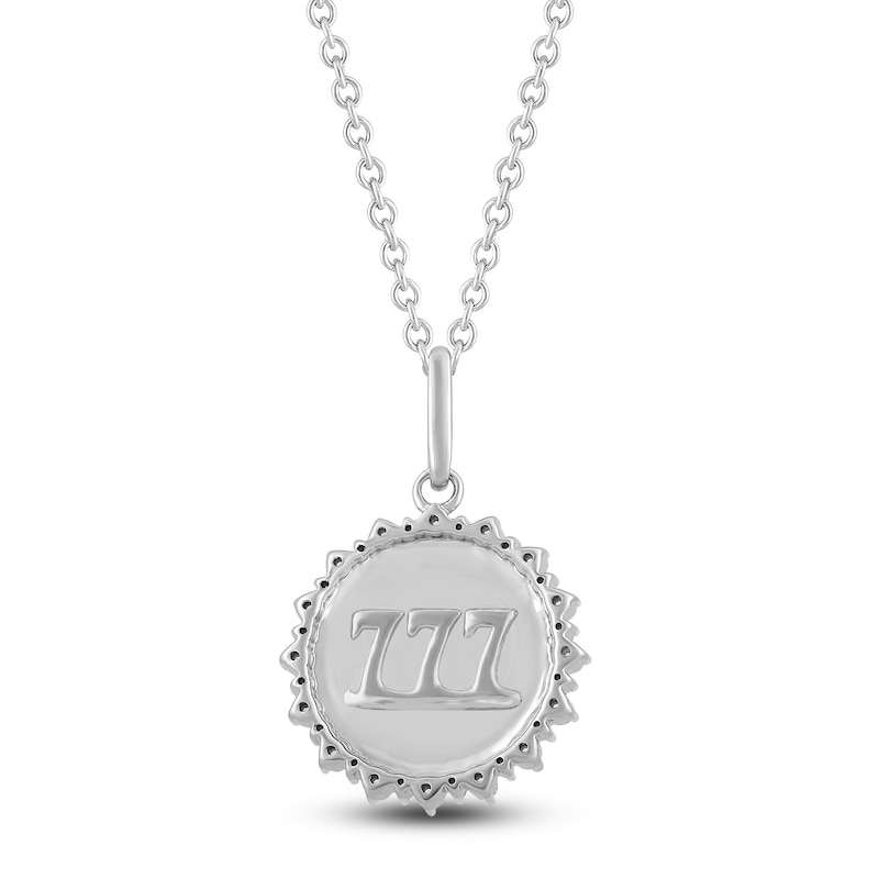Main Image 4 of Diamond Angel Number 777 Medallion Necklace 1/4 ct tw Sterling Silver 18"