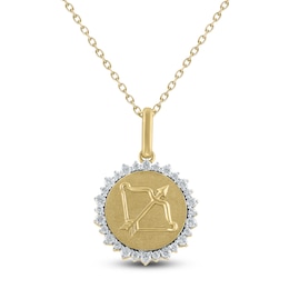 Diamond Zodiac Sagittarius Medallion Necklace 1/3 ct tw 10K Yellow Gold 18"