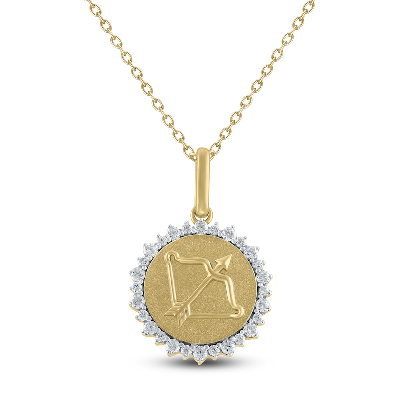 Main Image 1 of Diamond Zodiac Sagittarius Medallion Necklace 1/3 ct tw 10K Yellow Gold 18"