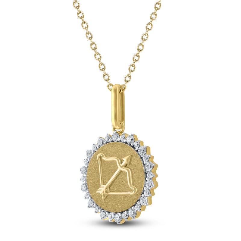 Main Image 2 of Diamond Zodiac Sagittarius Medallion Necklace 1/3 ct tw 10K Yellow Gold 18"
