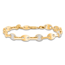 Men's Diamond Mariner Link Bracelet 1/3 ct tw 10K Yellow Gold 8.5"