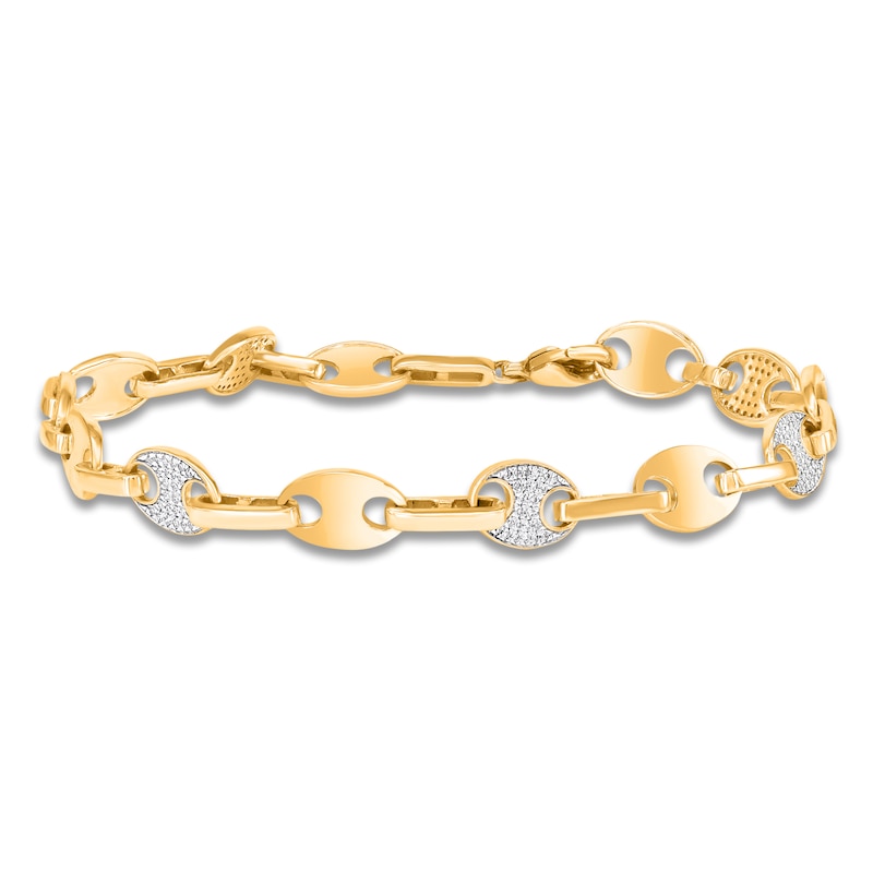 Main Image 1 of Men's Diamond Mariner Link Bracelet 1/3 ct tw 10K Yellow Gold 8.5"