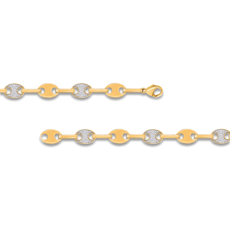 Main Image 2 of Men's Diamond Mariner Link Bracelet 1/3 ct tw 10K Yellow Gold 8.5"