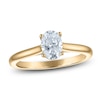 Thumbnail Image 1 of Oval-Cut Lab-Created Diamond Solitaire Plus Engagement Ring 7/8 ct tw 18K Yellow Gold (VS2/F)