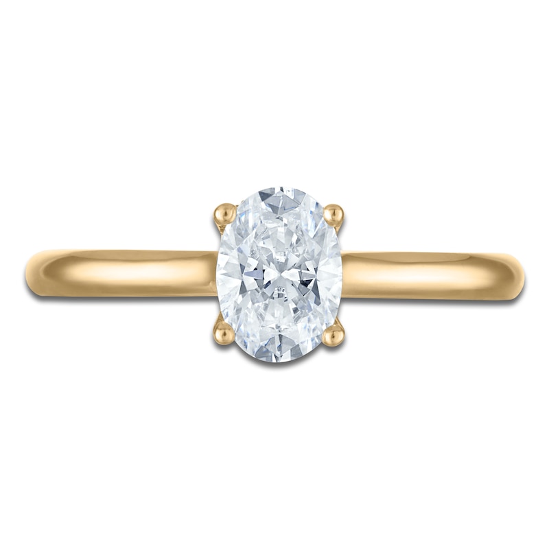 Main Image 3 of Oval-Cut Lab-Created Diamond Solitaire Plus Engagement Ring 7/8 ct tw 18K Yellow Gold (VS2/F)
