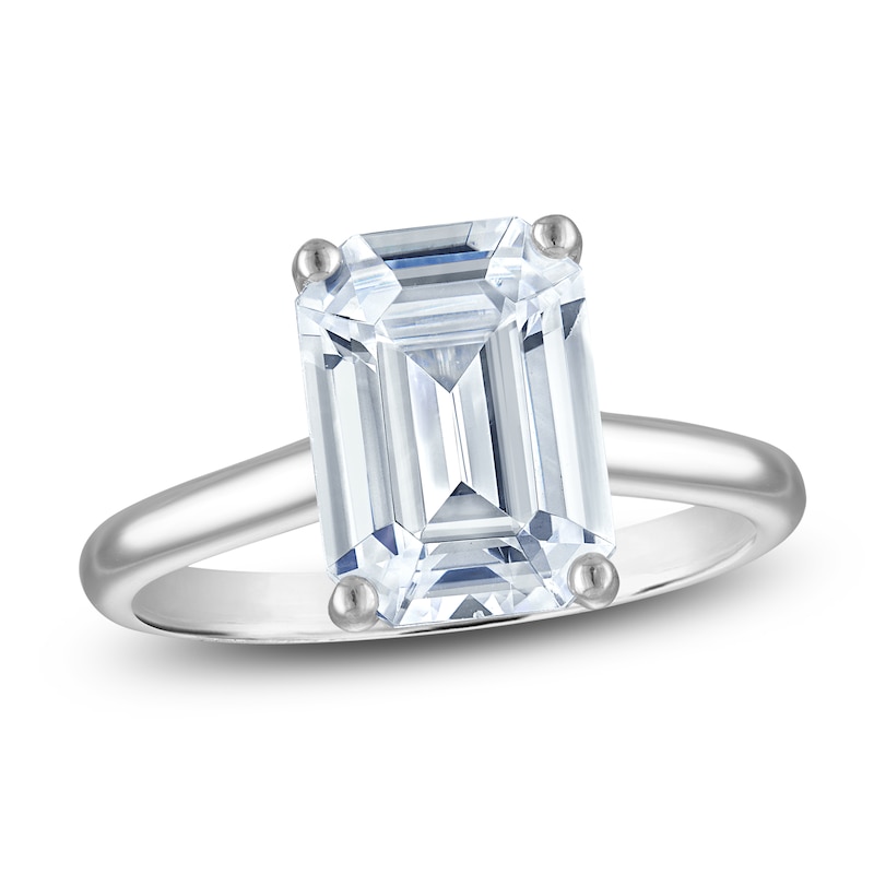 Main Image 1 of Emerald-Cut Lab-Grown Diamond Solitaire Plus Engagement Ring 3 ct tw Platinum (VS2/F)