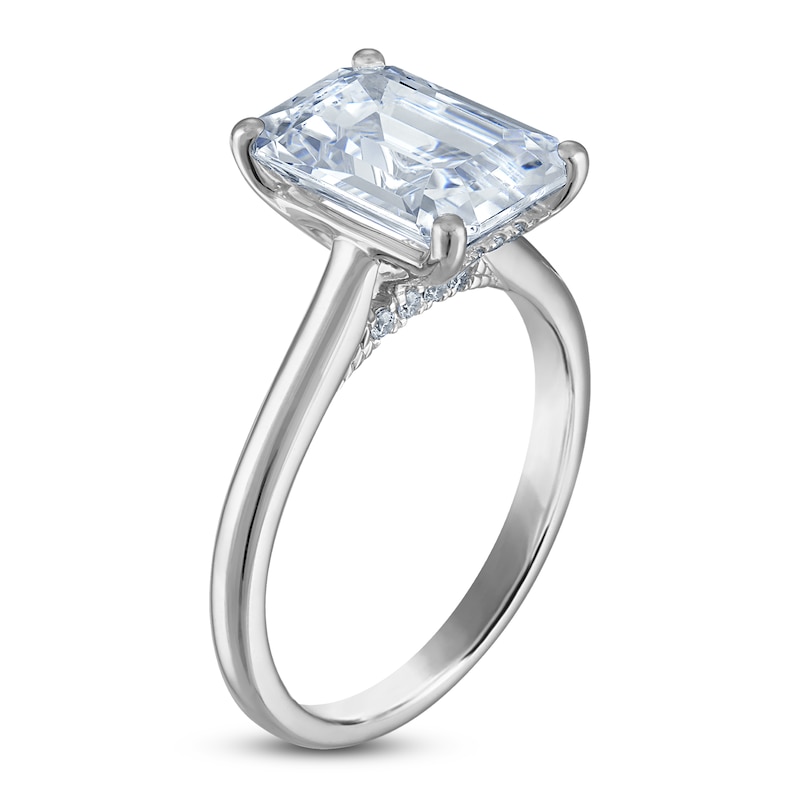Main Image 2 of Emerald-Cut Lab-Grown Diamond Solitaire Plus Engagement Ring 3 ct tw Platinum (VS2/F)