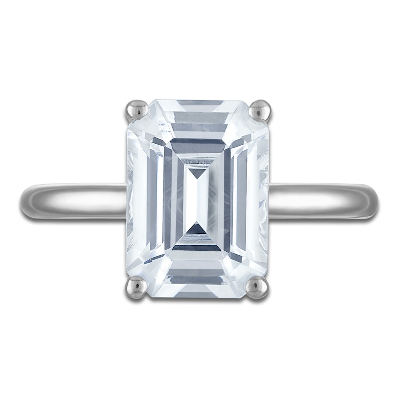 Main Image 3 of Emerald-Cut Lab-Grown Diamond Solitaire Plus Engagement Ring 3 ct tw Platinum (VS2/F)