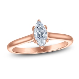 Marquise-Cut Lab-Grown Diamond Solitaire Plus Engagement Ring 1/2 ct tw 18K Rose Gold (VS2/F)