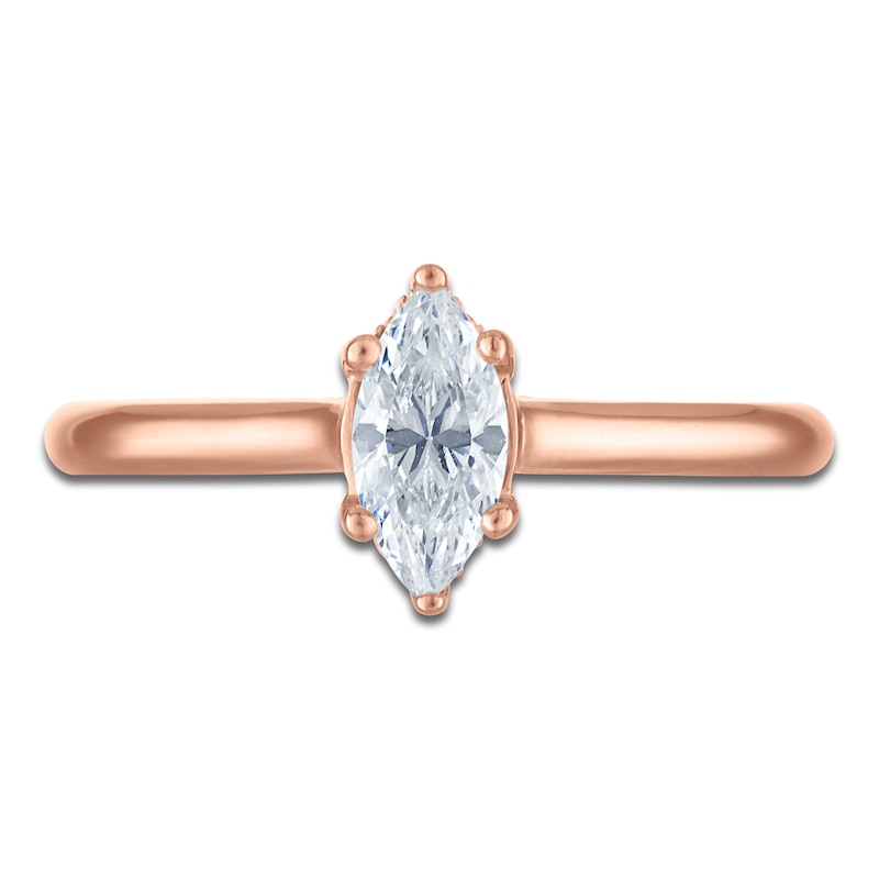 Main Image 3 of Marquise-Cut Lab-Grown Diamond Solitaire Plus Engagement Ring 1/2 ct tw 18K Rose Gold (VS2/F)