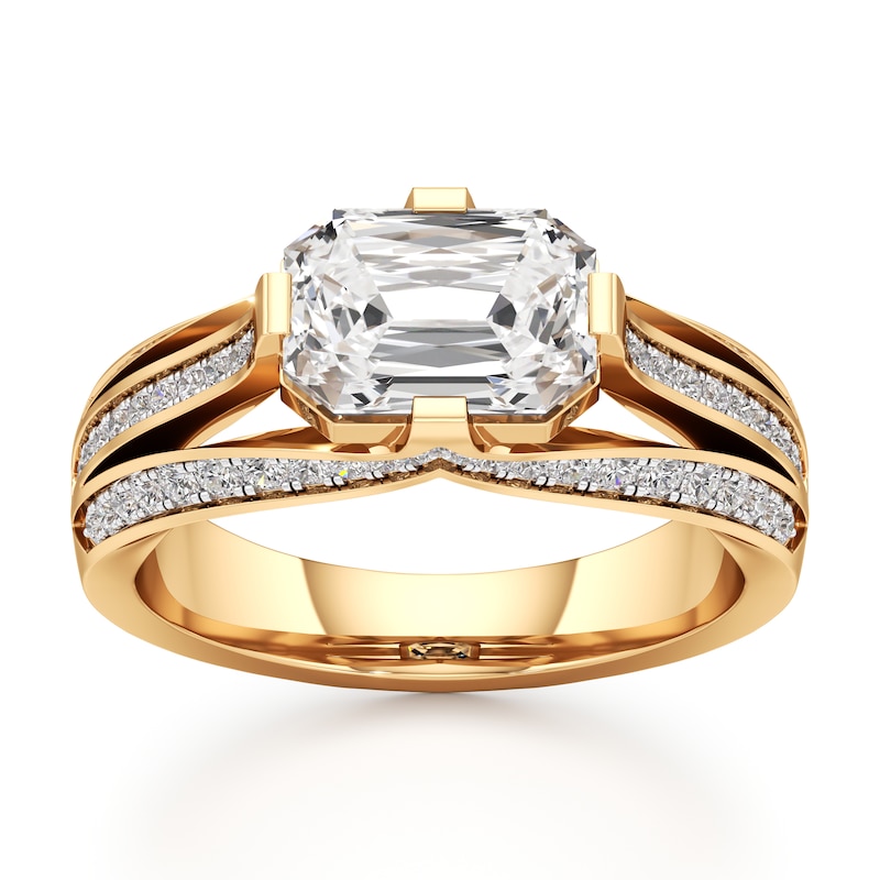 Main Image 1 of J'Lure Lab-Grown Diamond Imperial-Emerald Step-Cut Engagement Ring 2-3/8 ct tw 18K Yellow Gold