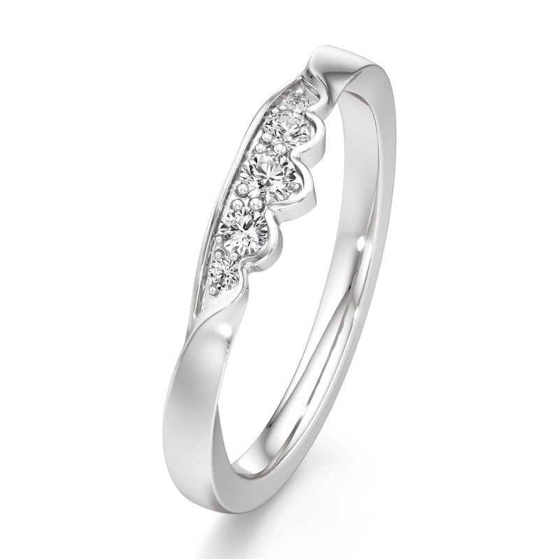 Main Image 4 of J'Lure Lab-Grown Diamond Scalloped Wedding Band 1/6 ct tw 18K White Gold