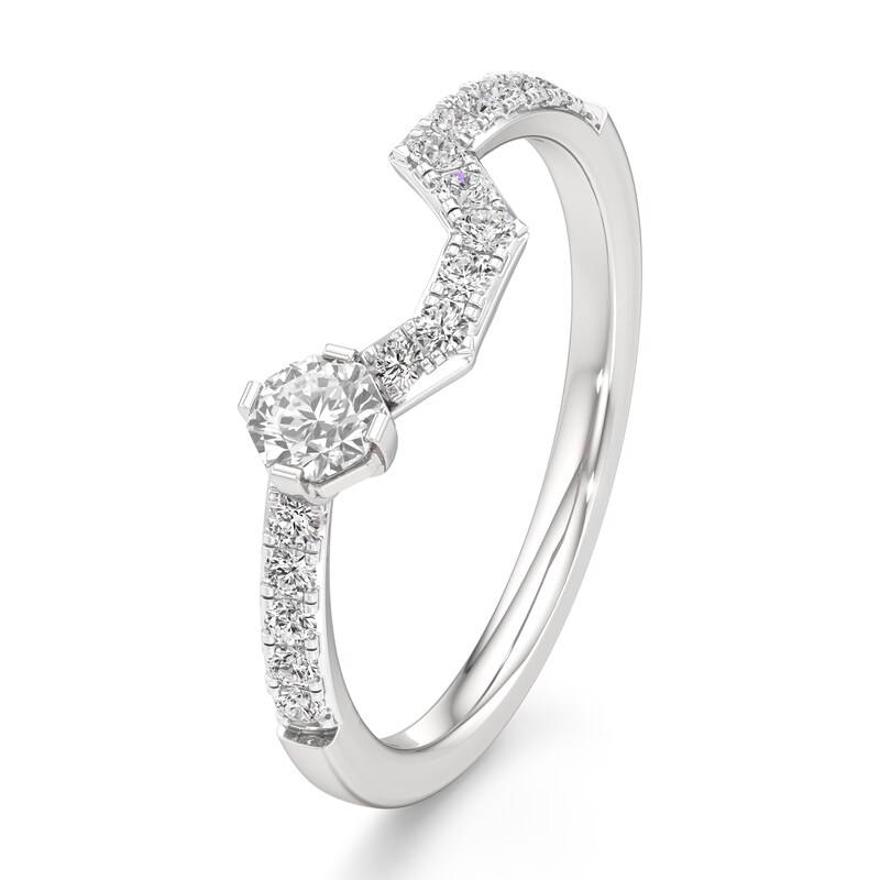 Main Image 4 of J'Lure Octagon Brilliant-Cut Lab-Grown Diamond Contour Wedding Band 3/8 ct tw 18K White Gold