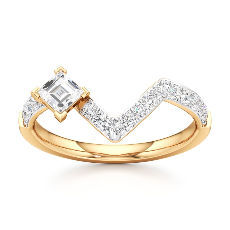 Main Image 1 of J'Lure Carre Step-Cut Lab-Grown Diamond Contour Wedding Band 1/2 ct tw 18K Yellow Gold