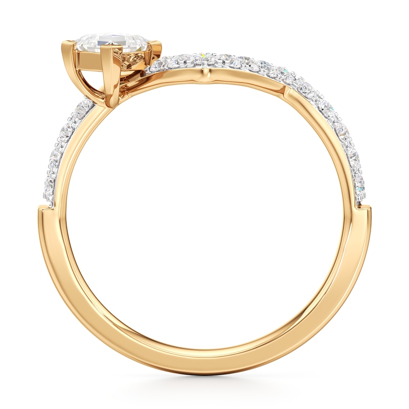 Main Image 2 of J'Lure Carre Step-Cut Lab-Grown Diamond Contour Wedding Band 1/2 ct tw 18K Yellow Gold
