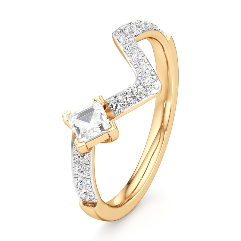 Main Image 4 of J'Lure Carre Step-Cut Lab-Grown Diamond Contour Wedding Band 1/2 ct tw 18K Yellow Gold