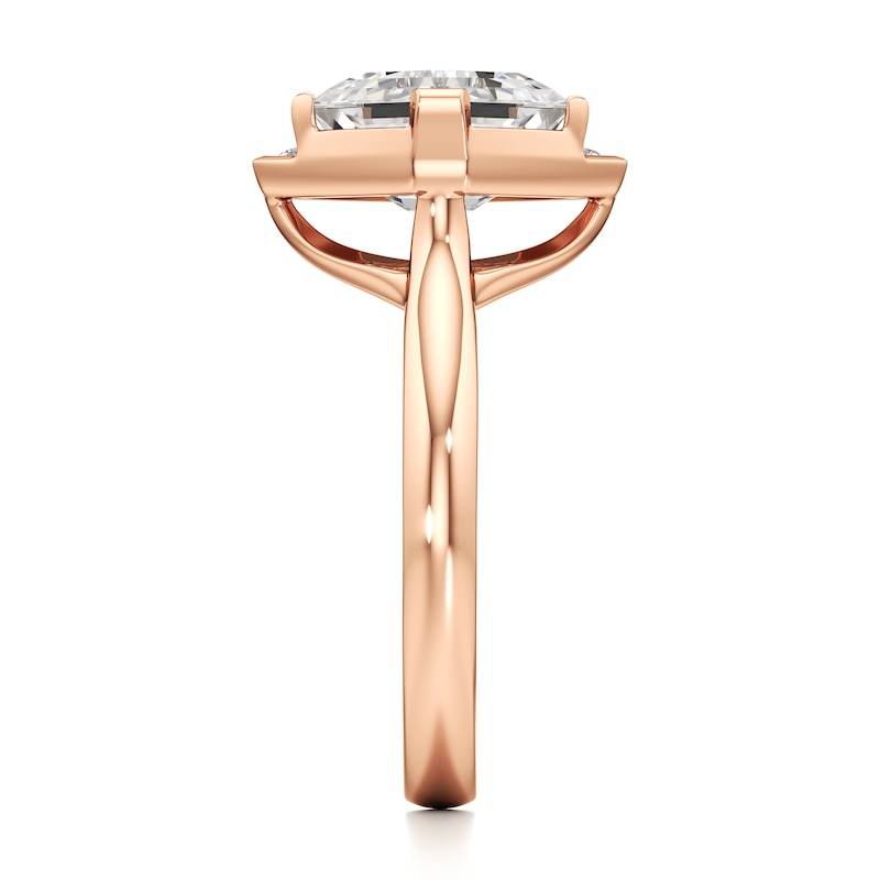 Main Image 3 of J'Lure Square-Emerald Step-Cut Lab-Grown Diamond Half-Halo Engagement Ring 3 ct tw 18K Rose Gold