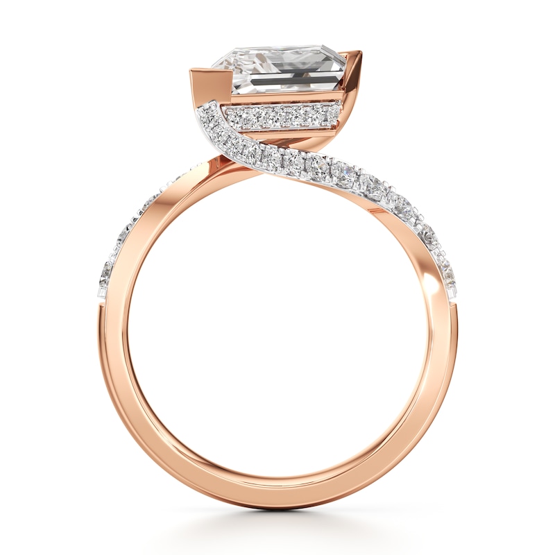 Main Image 2 of J'Lure Lozenge Step-Cut Lab-Grown Diamond Bypass Engagement Ring 3-5/8 ct tw 18K Rose Gold
