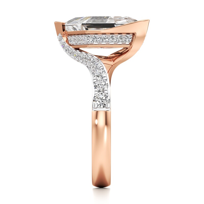 Main Image 3 of J'Lure Lozenge Step-Cut Lab-Grown Diamond Bypass Engagement Ring 3-5/8 ct tw 18K Rose Gold