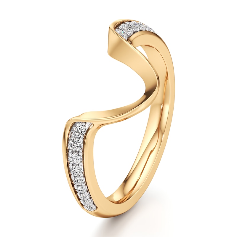 Main Image 4 of J'Lure Lab-Grown Diamond Contour Wedding Band 1/5 ct tw 18K Yellow Gold
