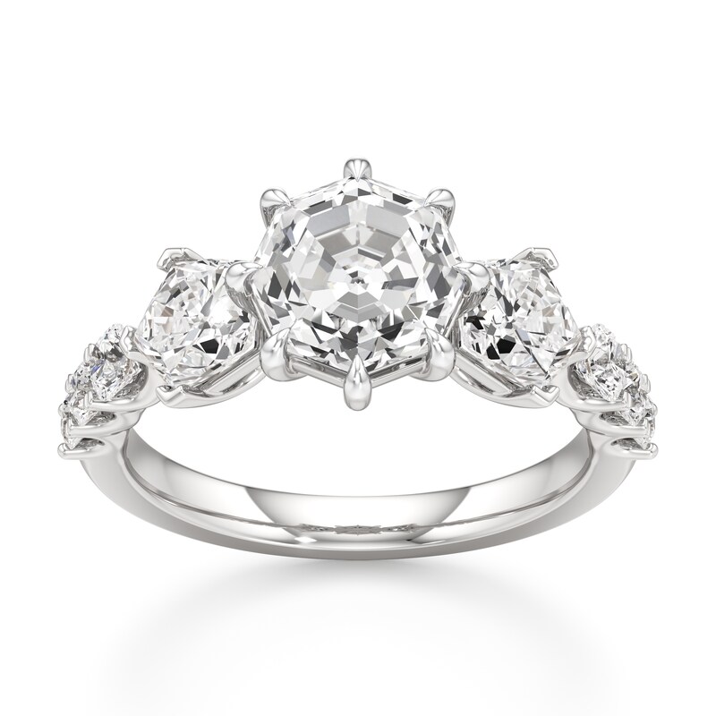 Main Image 1 of J'Lure Octagon Step-Cut Lab-Created Diamond Engagement Ring 3-1/2 ct tw 18K White Gold
