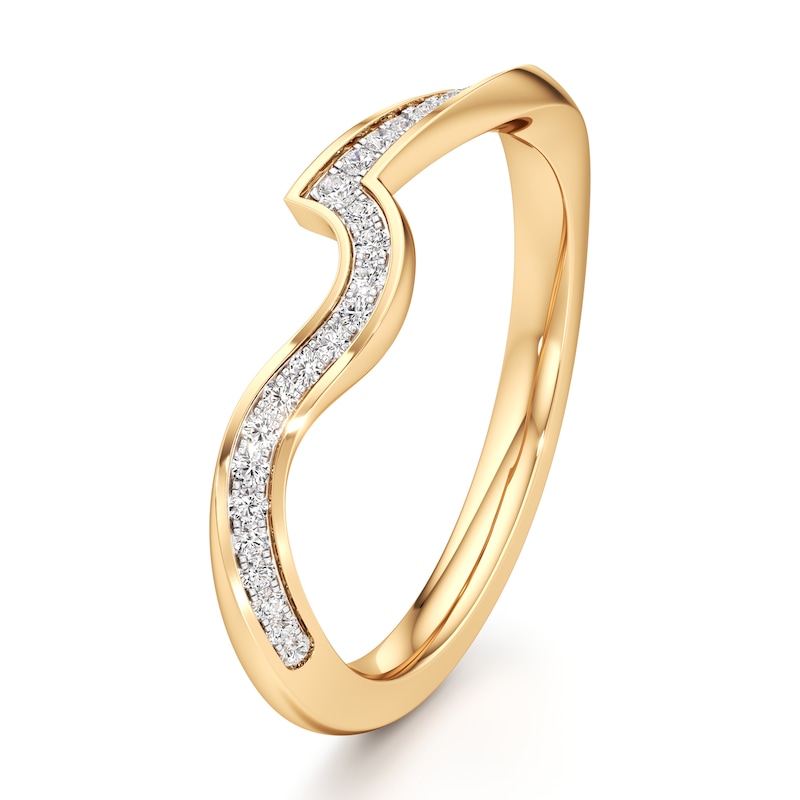 Main Image 4 of J'Lure Lab-Grown Diamond Contour Wedding Band 1/6 ct tw 18K Yellow Gold