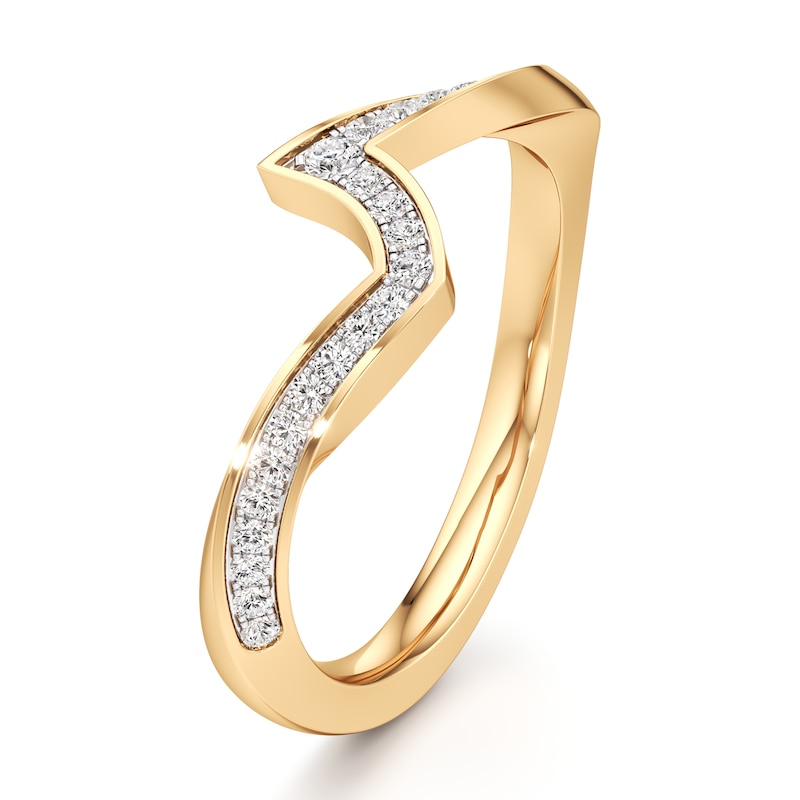 Main Image 4 of J'Lure Lab-Created Diamond Contour Wedding Band 1/5 ct tw 18K Yellow Gold