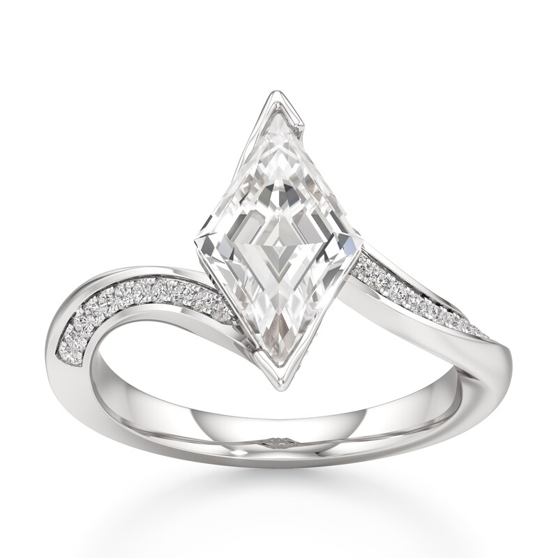Main Image 1 of J'Lure Lozenge Step-Cut Lab-Created Diamond Bypass Engagement Ring 2-1/5 ct tw 18K White Gold