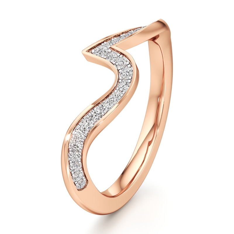 Main Image 4 of J'Lure Lab-Grown Diamond Contour Wedding Band 1/5 ct tw 18K Rose Gold