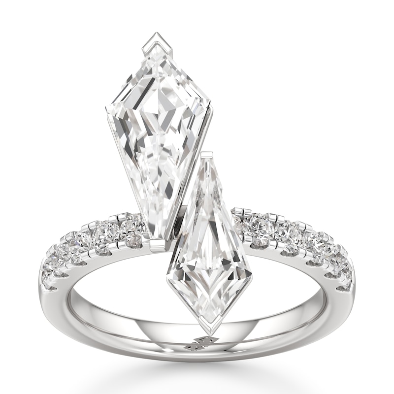 Main Image 1 of J'Lure Kite Step-Cut Two-Stone Lab-Grown Diamond Engagement Ring 3-3/8 ct tw 18K White Gold