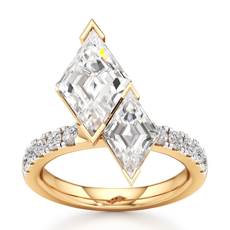 Main Image 1 of J'Lure Lozenge Step-Cut Two-Stone Lab-Grown Diamond Engagement Ring 4-5/8 ct tw 18K Yellow Gold