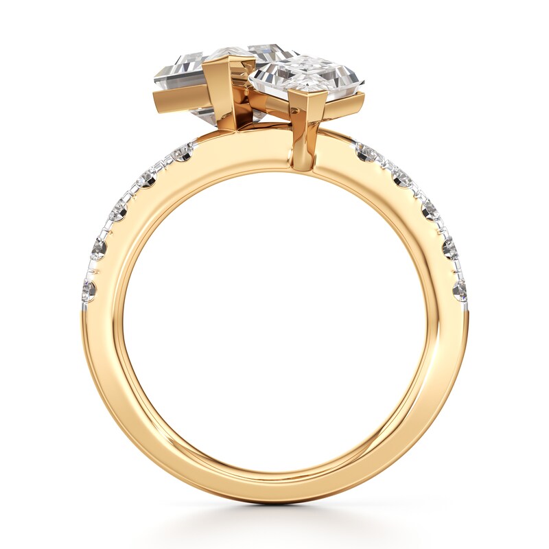 Main Image 2 of J'Lure Lozenge Step-Cut Two-Stone Lab-Grown Diamond Engagement Ring 4-5/8 ct tw 18K Yellow Gold