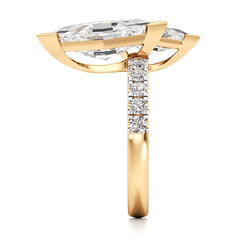 Main Image 3 of J'Lure Lozenge Step-Cut Two-Stone Lab-Grown Diamond Engagement Ring 4-5/8 ct tw 18K Yellow Gold
