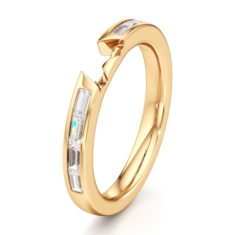 Main Image 4 of J'Lure Baguette-Cut Lab-Grown Diamond Contour Wedding Band 1/3 ct tw 18K Yellow Gold