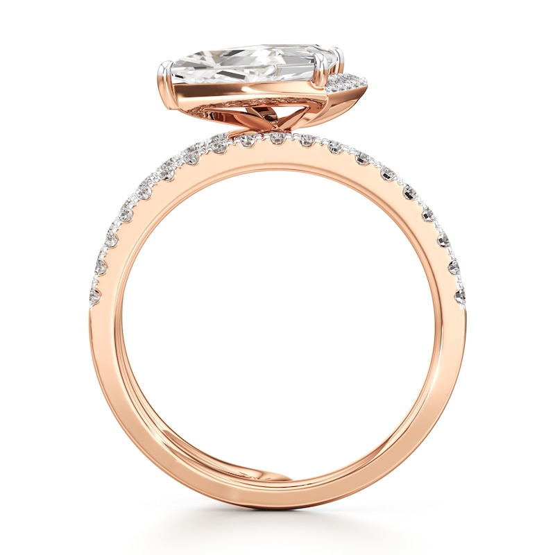 Main Image 2 of J'Lure Kite Step-Cut Lab-Grown Diamond Spiral Engagement Ring 1-3/8 ct tw 18K Rose Gold