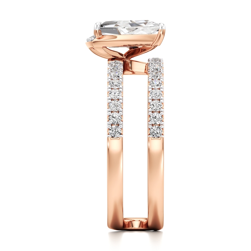 Main Image 3 of J'Lure Kite Step-Cut Lab-Grown Diamond Spiral Engagement Ring 1-3/8 ct tw 18K Rose Gold