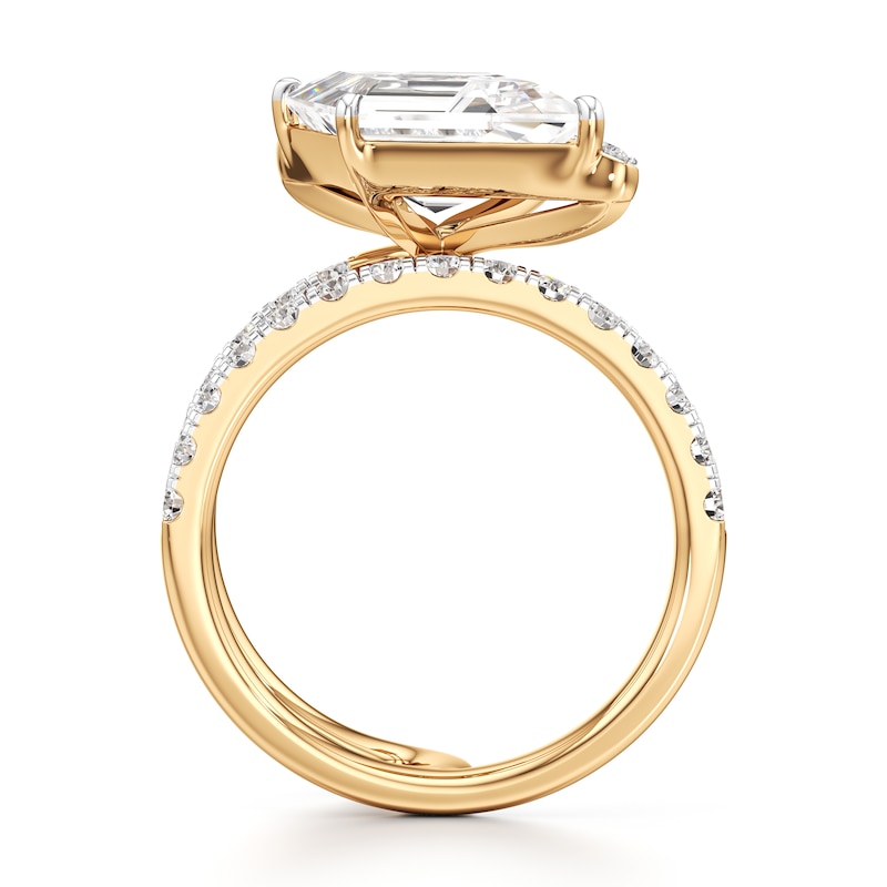 Main Image 2 of J'Lure Lozenge Step-Cut Lab-Grown Diamond Spiral Engagement Ring 3-7/8 ct tw 18K Yellow Gold