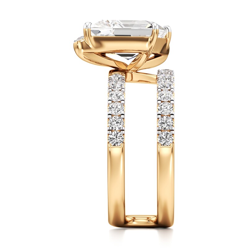Main Image 3 of J'Lure Lozenge Step-Cut Lab-Grown Diamond Spiral Engagement Ring 3-7/8 ct tw 18K Yellow Gold