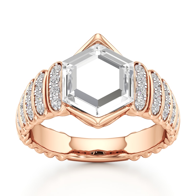 Main Image 1 of J'Lure Hexagon Portrait-Cut Lab-Grown Diamond Engagement Ring 2-1/3 ct tw 18K Rose Gold