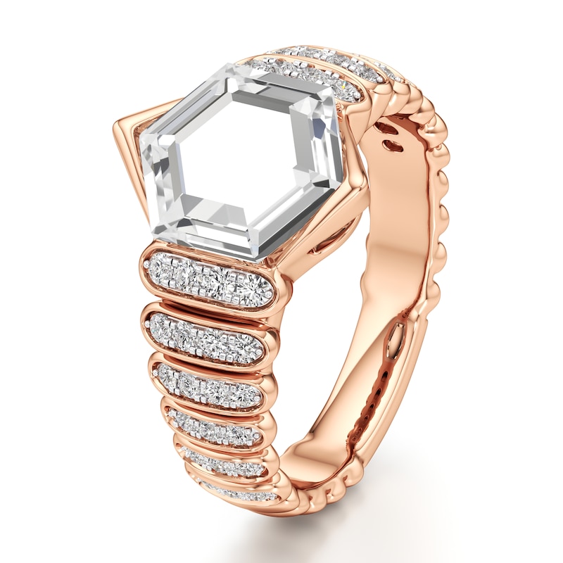 Main Image 4 of J'Lure Hexagon Portrait-Cut Lab-Grown Diamond Engagement Ring 2-1/3 ct tw 18K Rose Gold