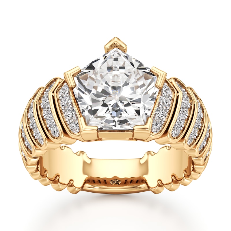 Main Image 1 of J'Lure Pentagon Brilliant-Cut Lab-Grown Diamond Engagement Ring 3-3/8 ct tw 18K Yellow Gold