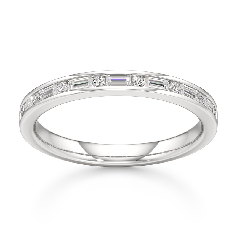 Main Image 1 of J'Lure Baguette & Round-Cut Lab-Grown Diamond Wedding Band 1/3 ct tw 18K White Gold