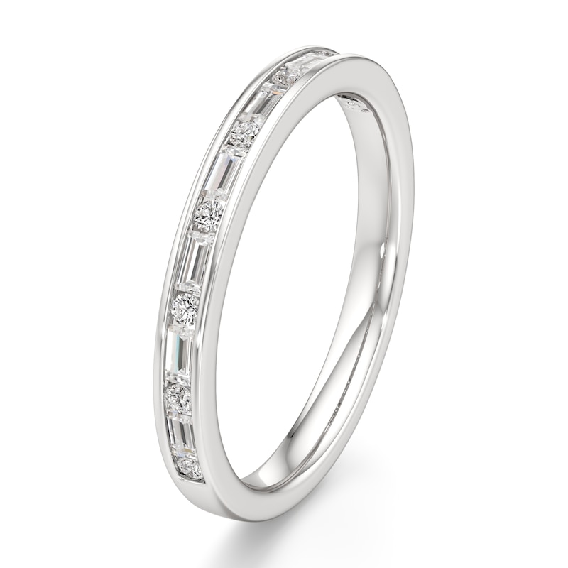 Main Image 4 of J'Lure Baguette & Round-Cut Lab-Grown Diamond Wedding Band 1/3 ct tw 18K White Gold